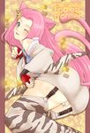  ;p animal_ears ass cat_ears cat_tail fingerless_gloves garter_belt gloves green_eyes hair_ornament hairpin kannagi_kaname koma_(srw) long_hair money multiple_tails nekomata one_eye_closed panties pink_hair solo super_robot_wars super_robot_wars_og_saga_mugen_no_frontier tail thighhighs tongue tongue_out underwear white_panties yen 