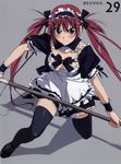  absurdres airi_(queen's_blade) highres maid queen's_blade red_hair scan scythe solo takamura_kazuhiro thighhighs zettai_ryouiki 