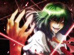  ascot bad_id bad_pixiv_id dress_shirt eyes fangs green_hair hokke_(hokke_suisan) kazami_yuuka looking_at_viewer open_mouth red_eyes shirt smile solo steam touhou 