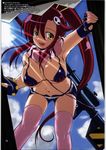  anti-material_rifle belt bikini_top breasts cleavage fingerless_gloves gloves gun hair_ornament large_breasts oppai pink_thighhighs ponytail red_hair rifle scarf sekiguchi_hiroki shorts tengen_toppa_gurren-lagann thighhighs waki yellow_eyes yoko_littner 