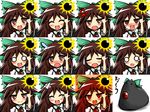  ^_^ angry bad_id bad_pixiv_id banned_artist baozi bird blush bow brown_eyes brown_hair closed_eyes expressions faceset food hair_bow hiyoko_manjuu kisaragi_zwei long_hair open_mouth red_eyes reiuji_utsuho reiuji_utsuho_(bird) smile solo third_eye touhou wagashi 