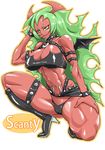  artist_request breasts cameltoe cleavage demon_girl fang high_heels horns jackasss large_breasts legs muscle panty_&amp;_stocking_with_garterbelt red_skin scanty scanty_(psg) smile spread_legs thighs thong wings 