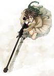  anti-materiel_rifle bad_id bad_pixiv_id bipod bolt_action brown_hair from_above gloves green_eyes gun long_coat long_hair necktie ntw-20 original reloading rifle shadow sniper_rifle solo squatting tef trench_coat weapon 