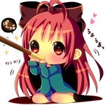  chibi chocolat_(momoiro_piano) commentary_request eating food mahou_shoujo_madoka_magica minigirl pocky sakura_kyouko solo 