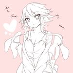  braid breasts cleavage disgaea hair_tubes head_tilt heart hoshihuri makai_senki_disgaea_4 medium_breasts monochrome pajamas short_hair sidelocks solo vulcanus_(disgaea_4) wings 