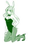  1girl animal_ears bare_shoulders bow bow_tie bowtie breasts bunny_ears bunny_girl bunnysuit celes_chere cleavage detached_collar female final_fantasy final_fantasy_vi high_heels leotard long_hair lxc monochrome pantyhose pixiv_manga_sample shoes solo wrist_cuffs 