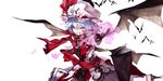  alternate_costume banpai_akira bat bat_wings clenched_teeth coat flower grin hair_flower hair_ornament hat koumajou_densetsu koumajou_densetsu_2 lavender_hair multiple_wings nail_polish pink_eyes remilia_scarlet simple_background smile solo sweatdrop teeth too_many too_many_bats touhou vampire wings 