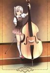  absurdres bow_(instrument) double_bass frame hairband highres instrument long_hair ooji original silver_hair socks solo twintails white_legwear 