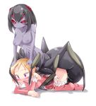  all_fours arachne bad_id bad_pixiv_id black_hair blonde_hair blush bob_cut bottomless breasts bug clothed_female_nude_female disgaea doggystyle egg_implantation elf extra_eyes frfr impregnation insect_girl large_breasts magic_knight_(disgaea) monster_girl multiple_girls navel nipples nude open_mouth original pointy_ears purple_eyes purple_skin red_eyes sex short_hair simple_background spider spider_girl sweat white_background yuri 