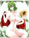  breasts flower green_hair kazami_yuuka large_breasts oppai plant red_eyes sling_bikini smile sunflower touhou vines 