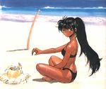  beach bikini dark_skin guardress_one hagiwara_kazushi long_hair mizugi tanned 