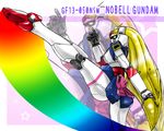  blonde g_gundam green_eyes gundam high_heels kick long_hair mecha nobel_gundam oshiri serafuku side 