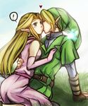  1boy 1girl bad_id bad_pixiv_id blonde_hair blue_eyes earrings gloves hat hetero houhou_(black_lack) jewelry kiss link navi pointy_ears princess_zelda suzuno_(kazahanasu) the_legend_of_zelda the_legend_of_zelda:_ocarina_of_time 