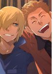  absurdres baccano! blonde_hair blue_eyes elmer_albatross enami_katsumi graham_spector happy highres male_focus multiple_boys official_art scan smile 