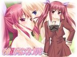  blonde blue_eyes blush cg eroge fuguriya game_cg matsubara_yuna oda_nanami red_eyes red_hair schoolgirl sono_hanabira_ni_kuchizuke_wo tagme yuri 