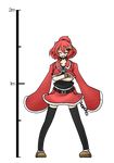  ^_^ belt chain closed_eyes crossed_arms fang full_body hair_ornament height_chart horns jacket_on_shoulders pixiv_fantasia pixiv_fantasia_5 red_hair skirt solo thighhighs transparent_background yanagi_(nurikoboshi) zettai_ryouiki 