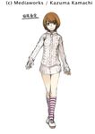  bob_cut brown_eyes brown_short_hair haimura_kiyotaka kinuhata_saiai striped_calve_socks sweater to_aru_majutsu_no_index white_shoes white_skirt 