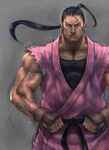  ahoge black_eyes black_hair boyaking gloves hibiki_dan male_focus muscle ponytail solo street_fighter 