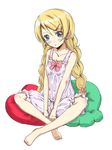  ai_(pleinair_c) alternate_hairstyle barefoot blonde_hair bloomers braid camisole cushion green_eyes indian_style kousaka_kirino long_hair ore_no_imouto_ga_konna_ni_kawaii_wake_ga_nai pillow sitting sleepwear solo twin_braids twintails underwear 