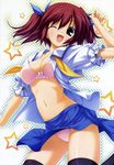  bra fumio hoshiuta kuroda_yui open_shirt pantsu school_uniform thighhighs 