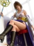  3d boots brown_hair final_fantasy incise_soul m-rs nipples wand yuna 
