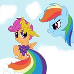  cute dress equine female feral friendship_is_magic hair horse mammal multi-colored_hair my_little_pony pegasus pink_eyes pink_hair pony rainbow_dash_(mlp) rainbow_hair scootaloo_(mlp) unknown_artist wings young 