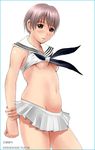  breasts mimura_kaoru original school_uniform serafuku skirt small_breasts solo underboob undersized_clothes 