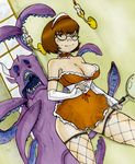  breasts brown_hair candle curvy glasses large_breasts lingerie monster scooby-doo short_hair solo tentacles underwear velma_dace_dinkley 