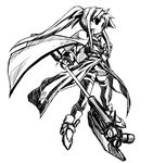  bad_id bad_pixiv_id bardiche belt buckle cape dress fate_testarossa floating greyscale hair_ribbon hammer long_hair lyrical_nanoha mahou_shoujo_lyrical_nanoha_strikers monochrome ribbon shoes sidelocks solo thighhighs twintails very_long_hair yuuka_(o.t.kingdom) zettai_ryouiki 