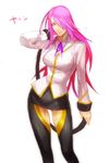  abakichi adjusting_hair arc_system_works blazblue breasts cape female hair_over_one_eye konoe_a_mercury long_hair miniskirt nine_(blazblue) pink_hair skirt solo white_background yellow_eyes 