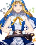  blonde_hair blue_eyes bridget_(guilty_gear) dress fingerless_gloves gloves guilty_gear long_hair looking_at_viewer male_focus nun otoko_no_ko ribbon sleeveless sleeveless_dress solo tohroh yellow_ribbon 