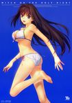  aozaki_aoko bikini blue_eyes brown_hair mahou_tsukai_no_yoru mizugi side-tie_bikini type-moon 