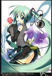  detached_sleeves flower green_eyes green_hair hatsune_miku headphones heart long_hair microphone necktie pantsu skirt tagme thighhighs traumatize vocaloid zettai_ryouiki 