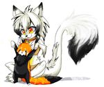  chibi clothed clothing cub cute female feral hybrid mammal plain_background red_panda sdark391 sitting skimpy uni white_background wolf young 