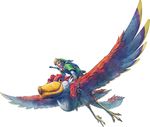  absurdres artist_request bird blonde_hair gloves highres link loftwing official_art pointy_ears riding shield smile sword the_legend_of_zelda the_legend_of_zelda:_skyward_sword weapon 