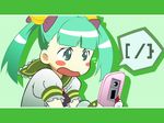  cellphone green_hair high_res keitai otonashi_meru sayonara_zetsubou_sensei school_uniform twin_tails vector 