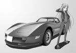  car chevrolet chevrolet_corvette greyscale ground_vehicle left-hand_drive long_hair monochrome motor_vehicle muscle_car original solo standing tomcat 