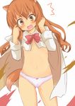  altorealize animal_ears blush bow brown_eyes brown_hair cape dog_days dog_ears dog_girl dog_tail navel open_mouth panties ricotta_elmar solo tail underwear 