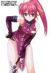  areola_slip areolae bare_shoulders breasts covered_nipples elbow_gloves gloves hair_ribbon highres kuronezumi large_breasts leaning_forward legs levantine long_hair lyrical_nanoha mahou_shoujo_lyrical_nanoha mahou_shoujo_lyrical_nanoha_a's mahou_shoujo_lyrical_nanoha_strikers pink_hair ponytail ribbon side_slit signum smile solo sword thighs torn_clothes weapon 
