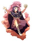  alternate_costume anklet barefoot bracelet cape embellished_costume feet foot_jewelry habit hood jewelry kumoi_ichirin lavender_hair outstretched_arms purple_eyes ring simple_background spread_arms touhou tsurui unzan wheel_of_dharma white_background 