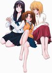  arcueid_brunestud black_hair blonde blue_eyes blush brown_eyes brown_hair panchira red_eyes school_uniform shimapan tohno_akiha tsukihime yumizuka_satsuki yuri 