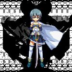  lowres mahou_shoujo_madoka_magica miki_sayaka niwatori_takeshi oktavia_von_seckendorff pixel_art silhouette sword thighhighs weapon 