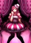  bad_id bad_pixiv_id bare_shoulders black_legwear bubble_skirt curtains gothic hat original pink pink_eyes pink_hair sasaki_ryou sitting skirt solo thighhighs 