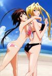  absurdres ass beach bikini blonde_hair blue_eyes breasts brown_eyes brown_hair cloud day gokurakuin_sakurako highres long_hair medium_breasts multiple_girls musubi non-web_source ocean open_mouth outdoors sekirei sideboob sky swimsuit tsukiumi twintails water 