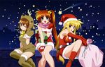  christmas fate_testarossa mahou_shoujo_lyrical_nanoha mahou_shoujo_lyrical_nanoha_strikers okuda_yasuhiro takamachi_nanoha yagami_hayate 