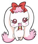  bow chibi cute eyelashes female hair_tuft long_ears looking_at_viewer milk_(pretty_cure) plain_background pretty_cure smile solo tail unknown_artist white_background 