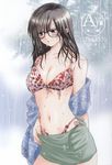  bra ichigo_100 megane open_shirt toujou_aya undressing wet_clothes 