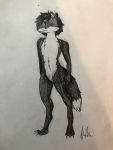  2019 ambiguous_gender anthro canid canine fox fur hair hi_res mammal nude simple_background smile solo zack 