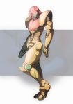  armor female full_body gradient gradient_background metroid nintendo samus samus_aran solo 