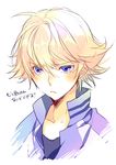  bad_id bad_pixiv_id blonde_hair blue_eyes frown hiramatsu_(rama) ivan_karelin jacket letterman_jacket male_focus purple_jacket solo tears tiger_&amp;_bunny 